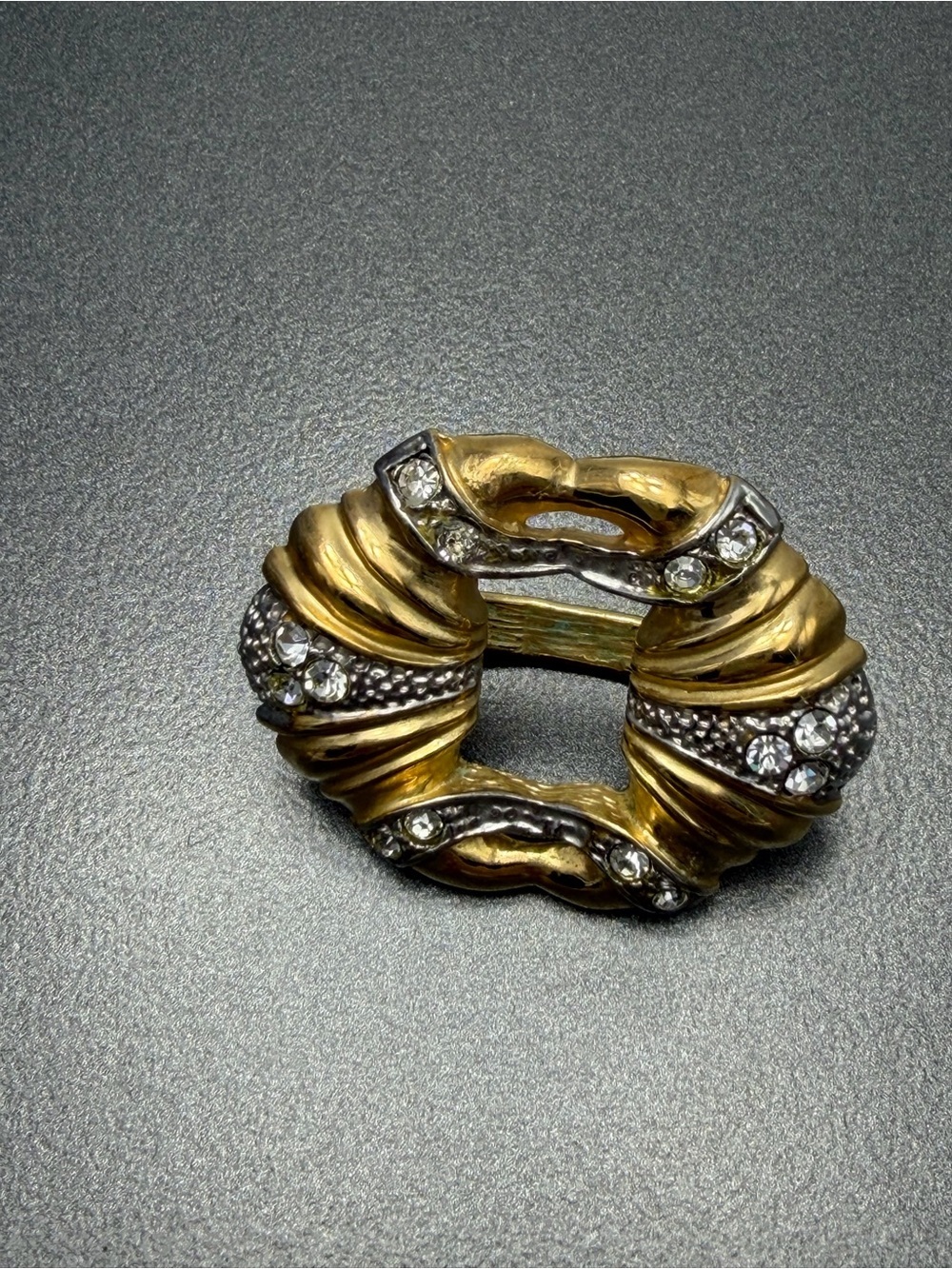 💕2/$20 Vintage Scarf Slide Scarf Clip Gold and Rhinestones